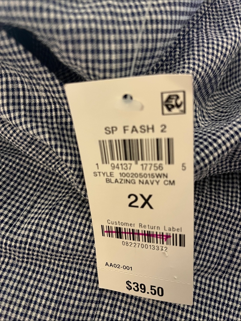 Women's Short Sleeve Gingham Scoop Neck Blouse - Blue/White - Picture 2 of 3